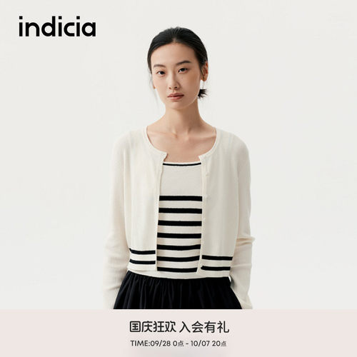 indicia标记商场同款春秋新款真两件ins风针织衫开衫F2C5KS284F