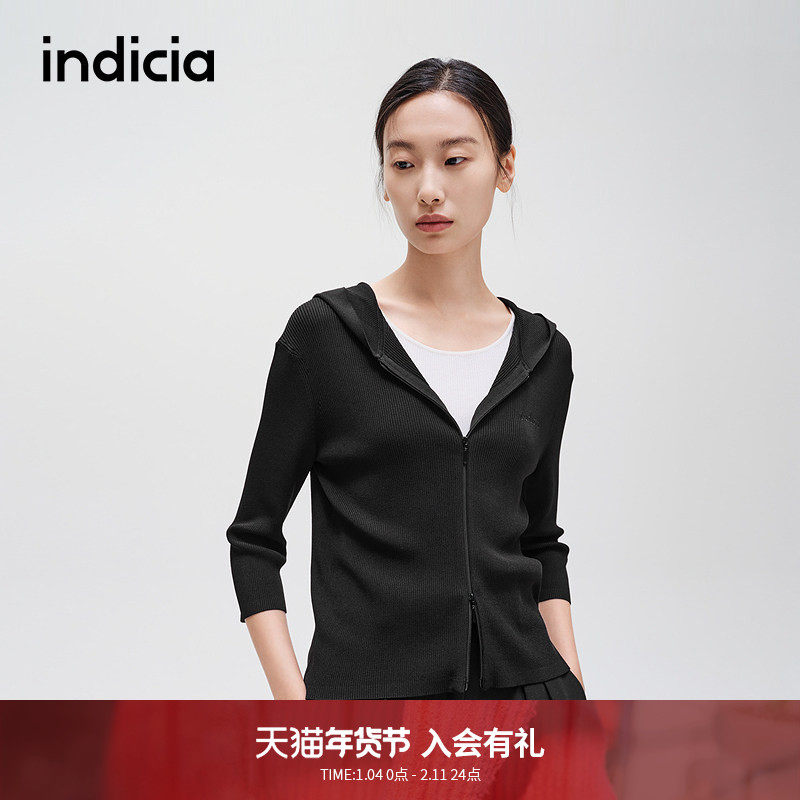 indicia标记商场同款秋季简约慵懒风气质帽衫针织开衫6B405KS272N,女装/女士精品,毛针织衫,淘宝优惠券,粉丝福利购,淘宝优惠卷