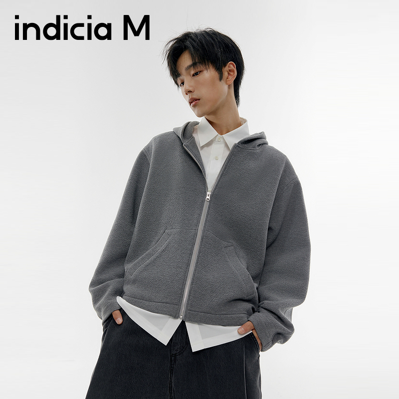 indiciaM标记男装商场同款纯色连帽百搭宽松卫衣外套M6A410WT059
