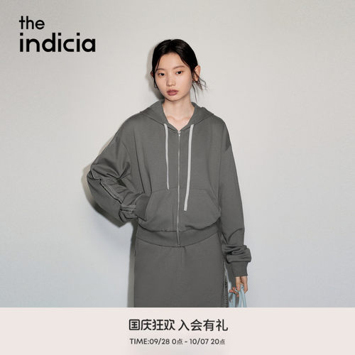 the indicia标记2026秋新款水洗炭灰做旧短款卫衣外套 L2C6WT197Y