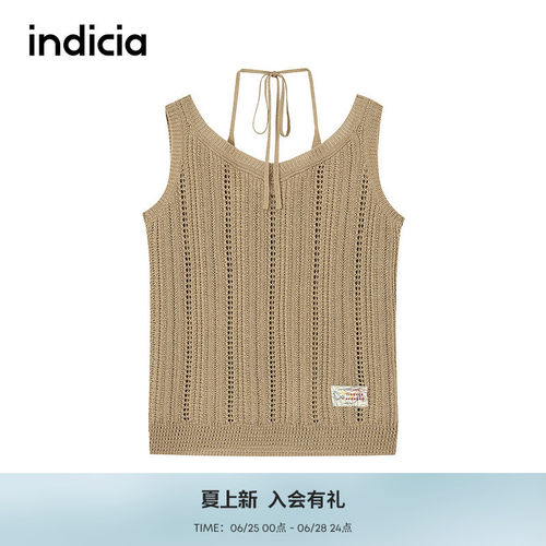 indicia标记商场同款夏慵懒老钱风亚麻假两件背心吊带 F2B5BX277F