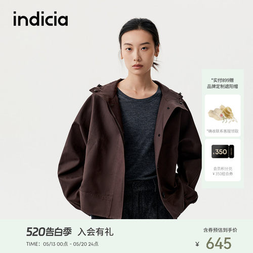 indicia标记美式复古连帽夹克