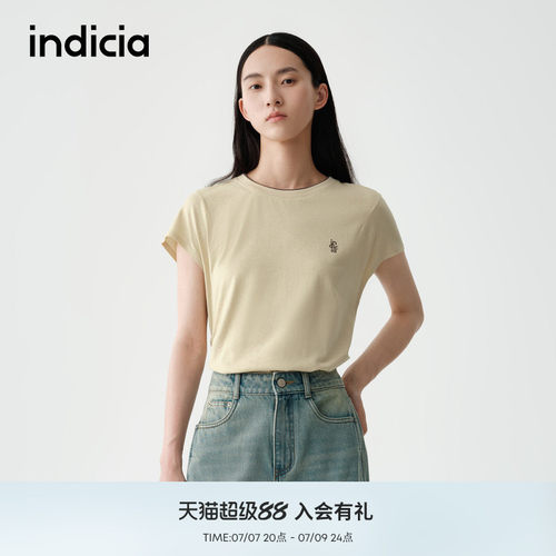 indicia标记商场同款夏季新款假两件设计感百搭短袖T恤 F2B5TX273