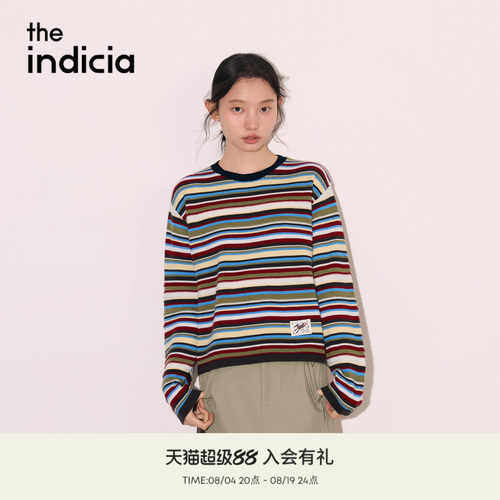 the indicia标记2026秋季新款美式复古条纹撞色针织衫 L2C6ZZ242Y