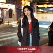 外套F2D4DY707C 双面毛呢高级长款 羊驼毛大衣 indicia标记冬季