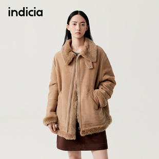 酷飒羊皮革皮草 indicia标记商场同款 时尚 新款 F2D5PC606F 2025冬季
