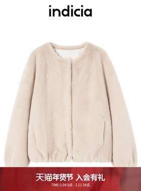 indicia标记商场同款冬季设计感显瘦软糯舒适毛毛外套 F2D4WT821F