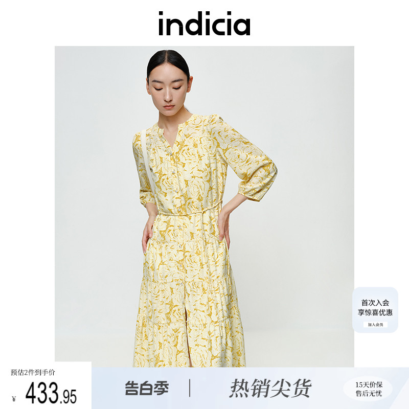 indicia碎花连衣裙女茶歇公主裙