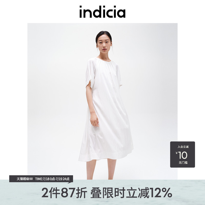 indicia标记简约时尚短袖连衣裙