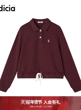 indicia标记商场同款logo刺绣polo系带休闲设计感卫衣F2D4WY789N