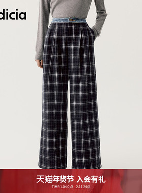 indicia标记2025冬季新款文艺复古格纹松弛感百搭休闲裤L2D5KZ267