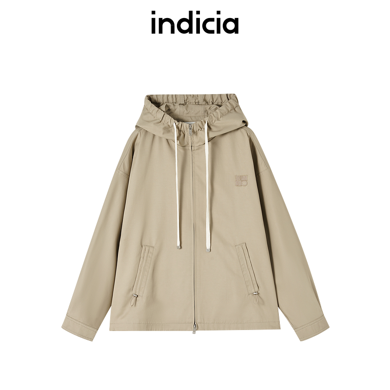 indicia标记商场同款25秋新款连帽休闲简约风短款风衣 F2A5FY057N