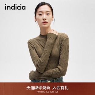 F2D4ZZ680C 褶皱肌理感绵羊毛针织衫 indicia标记商场同款 秋冬新款