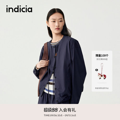 indicia标记商场同款春秋简约通勤丹宁风抽绳短款外套 F2C5WT309N
