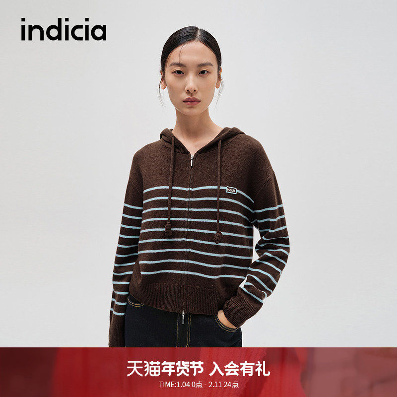 indicia标记商场同款秋冬新款韩系条纹慵懒感针织衫F2D4KS779C,女装/女士精品,毛针织衫,淘宝优惠券,粉丝福利购,淘宝优惠卷