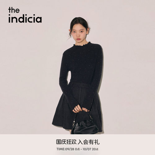 the indicia标记2026冬新款修身百搭木耳边半高领毛衫 L2D6MS379Y