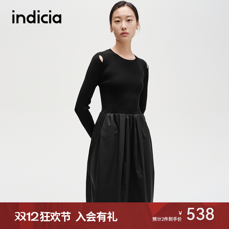 indicia标记优雅时尚百搭连衣裙