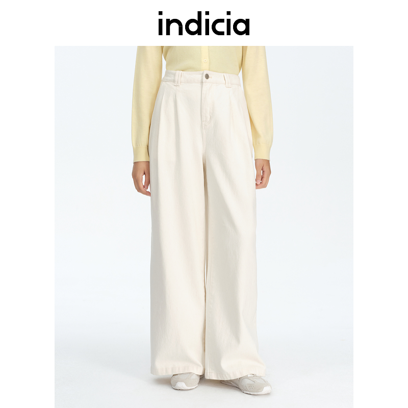 indicia标记商场同款25秋新款简约时尚百搭阔腿牛仔裤 F2A5NK011C
