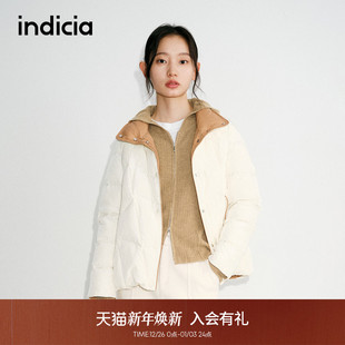 indicia标记冬季 撞色保暖羽绒外套L2D4YR164 轻薄小立领羽绒服时尚