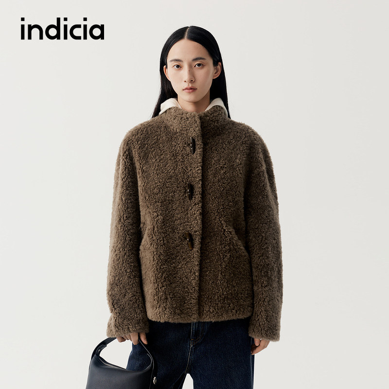 indicia标记商场同款2025冬新款简约时尚显瘦皮草外套 F2D5PC549N
