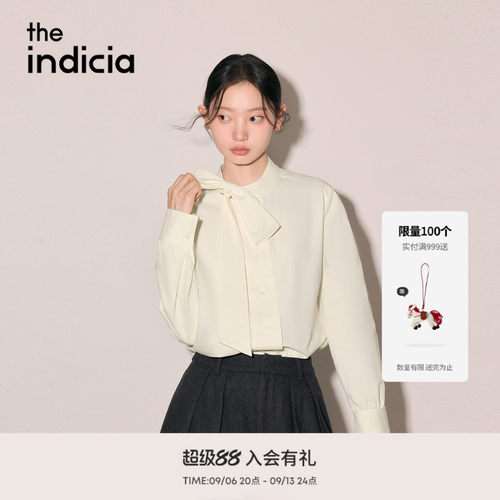 the indicia标记2026冬新款温柔氛围感蝴蝶结系带衬衫 L2D6CS369Y