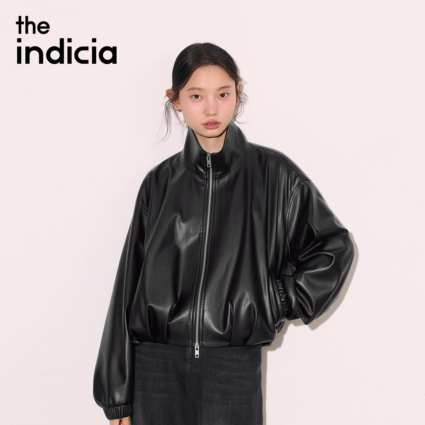 the indicia标记2026秋季新款酷飒氛围感立领短款皮衣 L2C6PY193Z图片