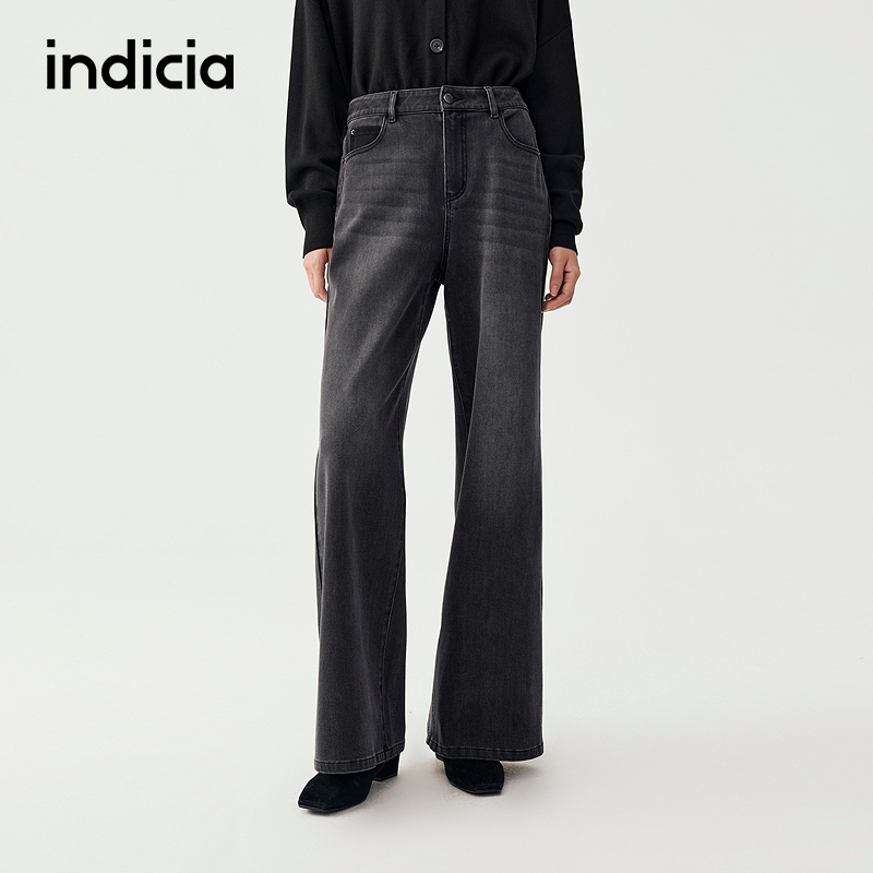 indicia标记商场同款2025秋新水洗做旧美式微喇牛仔裤 F2C5NK385N