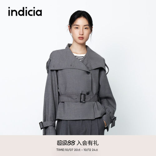 indicia标记商场同款春秋新款慵懒风气质收腰夹克外套F2A5WT048C