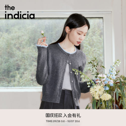 indicia标记纯绵羊毛开衫