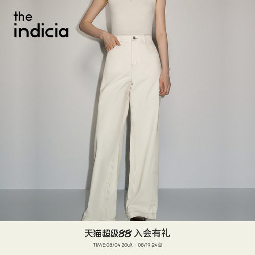 the indicia标记2026秋季新款清爽米白高腰阔腿牛仔裤L2A6NK039-1