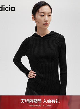 indicia标记商场同款25秋冬新款简约慵懒风连帽针织衫F2D4ZZ675F