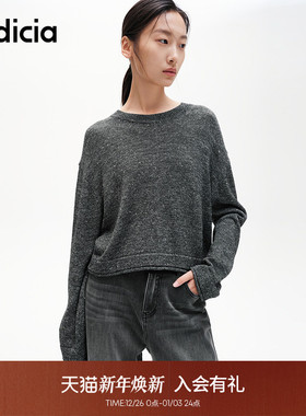 indicia标记商场同款春秋简约百搭圆领套头毛衫短上衣6B406MS310C