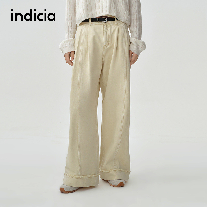 indicia标记25秋季新款毛边阔腿牛仔裤高腰韩系F2A5NK030F