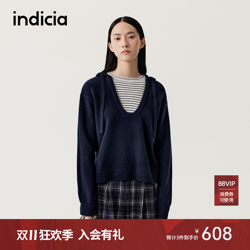 indicia标记2025冬季新款时髦假两件设计层次感穿搭毛衫L2D5MS266
