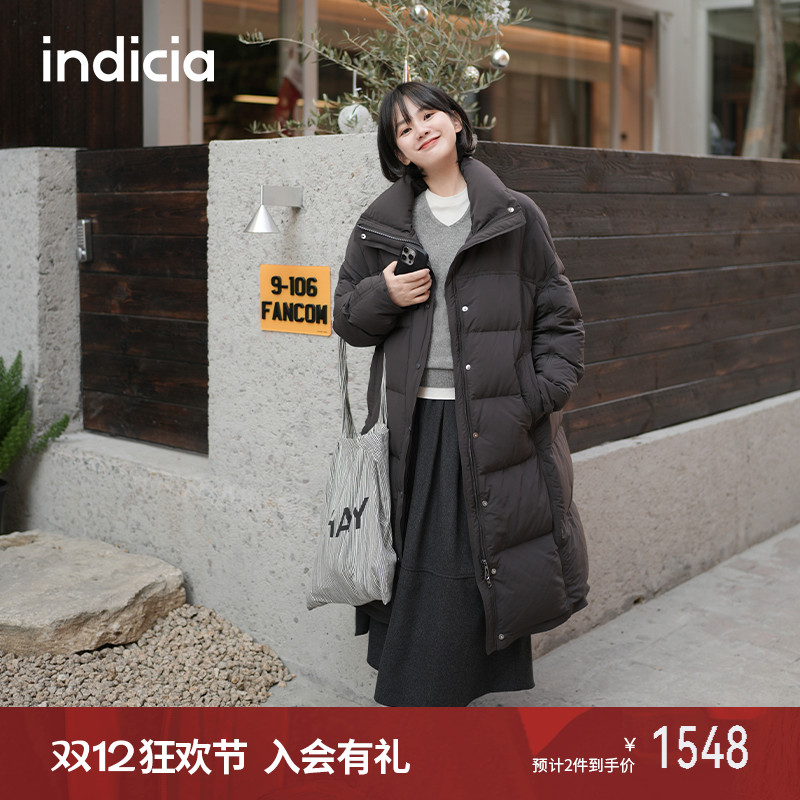 indicia标记2025冬季新款简约通勤保暖长款羽绒服外套 L2D5YR300