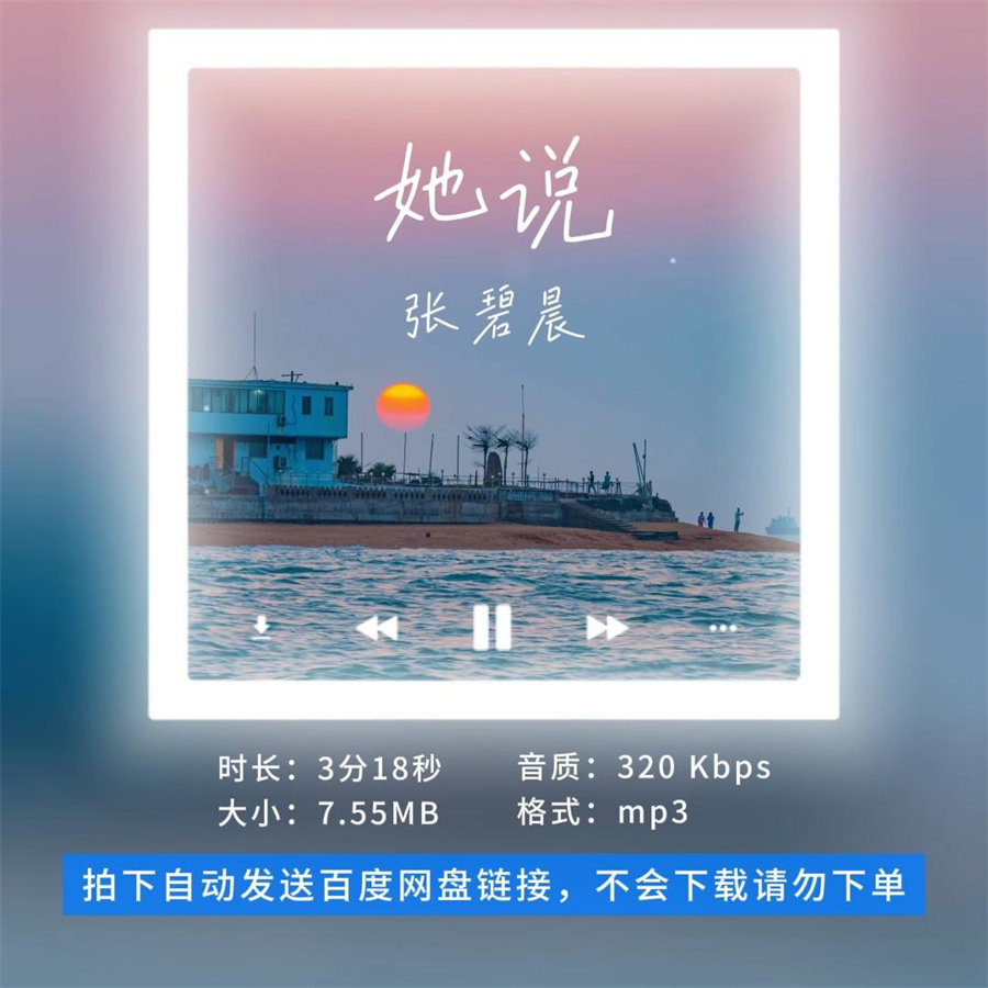 【淘淘伴奏】B1865张碧晨 她说 好声音live版伴奏 无人声