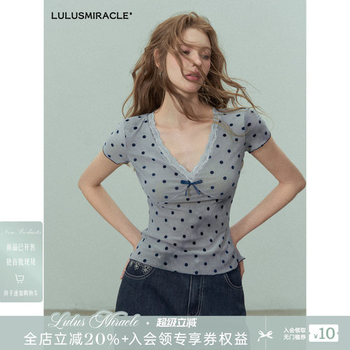 夏季时尚波点短袖T恤上衣
