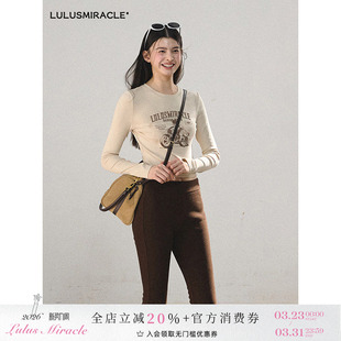 美式 正肩长袖 公路 打底衫 上衣T恤圆领女 显瘦修身 LulusMiracle