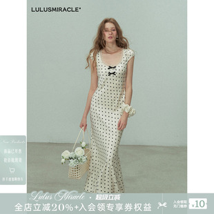 Lulusmiracle【繁星点水】法式收腰波点连衣裙柔光缎面夏显瘦温柔