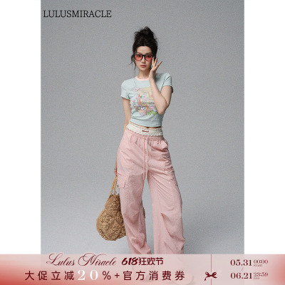 李小璐夏日多巴胺T恤工装裤套装