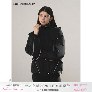 羽绒服女 秋冬好看保暖连帽防风黑色短款 Lulusmiracle 柏林之夜