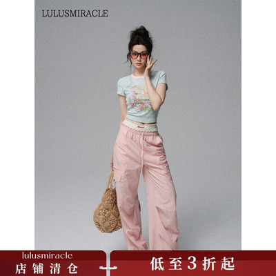 李小璐夏日多巴胺T恤工装裤套装