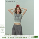 Lulusmiracle【蝴蝶振翅】夏季设计感显瘦甜酷灰色短袖T上衣蝴蝶