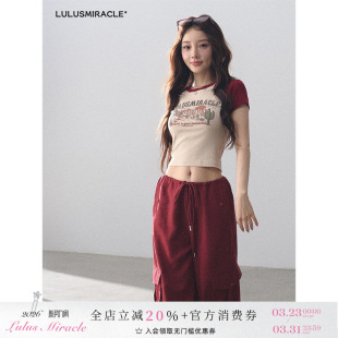 甜辣风短款 修身 套装 日落西山 裤 美式 T恤工装 LulusMiracle 短袖