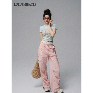 LulusMiracle【海派记忆】夏日多巴胺短袖T恤工装裤辣妹休闲套装