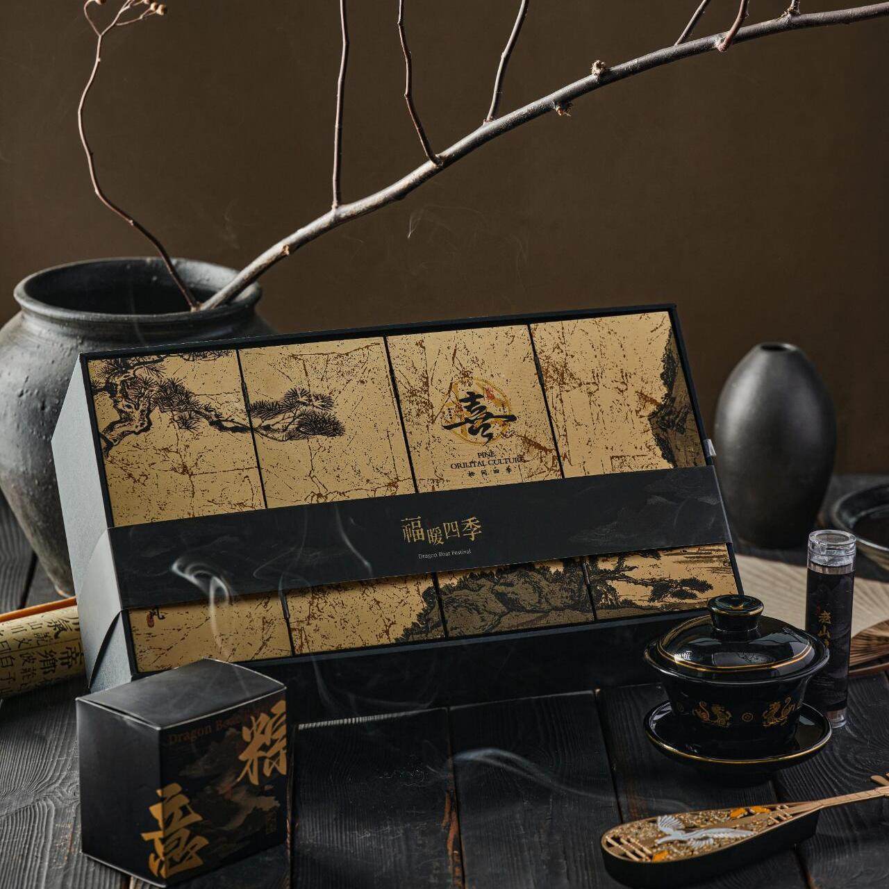 高端商务国风礼盒鎏金改完琵琶香炉檀香套装定制企业年会礼品团购