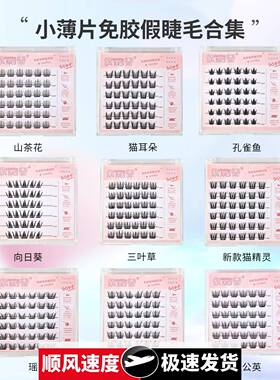 小薄片免胶免卸合集假睫毛佩戴轻松发分段设计黑色胶条眼睫毛