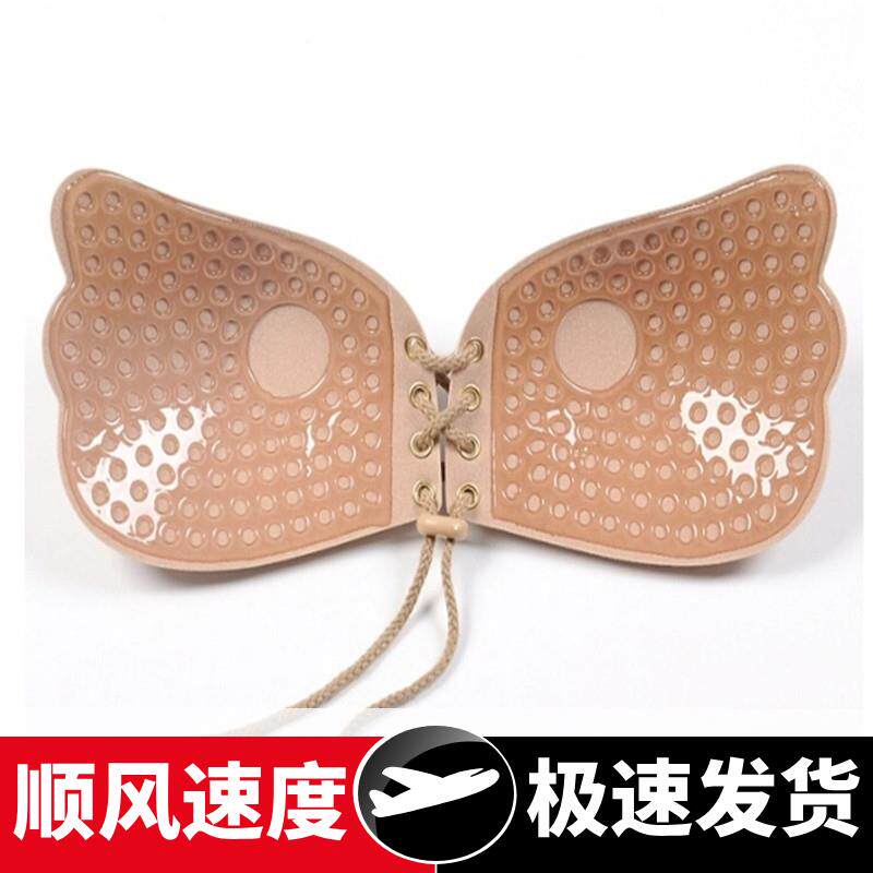 女神捆绑式透气胸贴聚拢硅胶隐形新娘文胸游泳内衣彩色羽翼拉绳