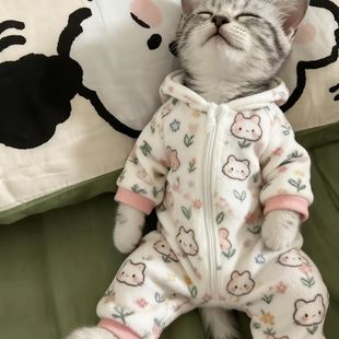 猫咪可爱保暖小猫睡衣Kitty猫新款家居舒适四脚款幼犬通用超萌