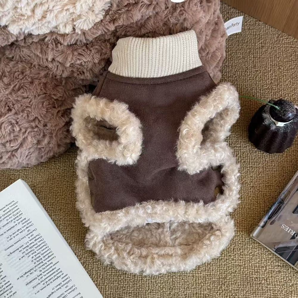 宠物衣服秋冬新款费尔岛加绒开衫马甲狗狗猫咪外套秋冬加绒款衣服